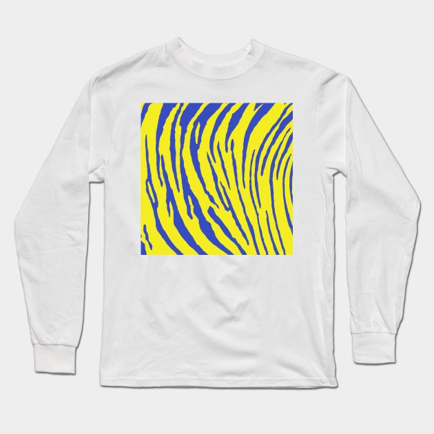 Tiger Stripes Yellow Blue Long Sleeve T-Shirt by BlakCircleGirl